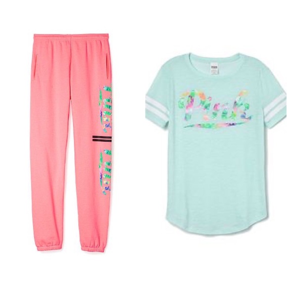PINK Victoria's Secret Pants - Pink Victoria’s Secret tropical campus pant set 🌴